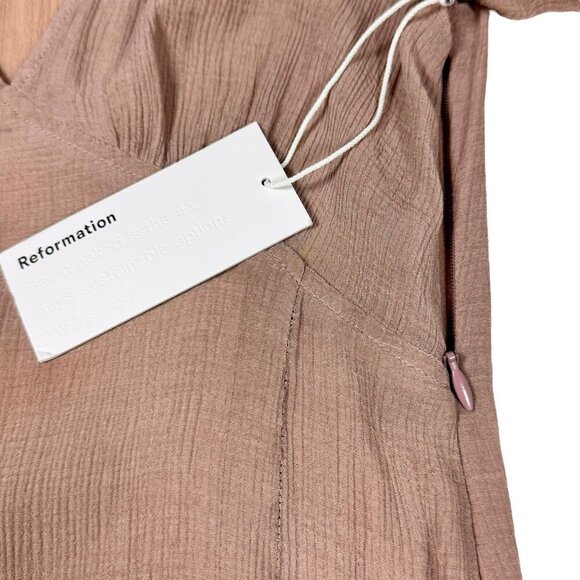 NWT Reformation Callum Maxi Dress Sz.XS Taupe Sheer Gauze Minimalist Boho - Picture 7 of 16